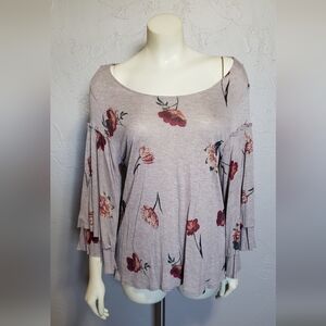 LUCKY BRAND WOMENS FLORAL GLITTER BLOUSE